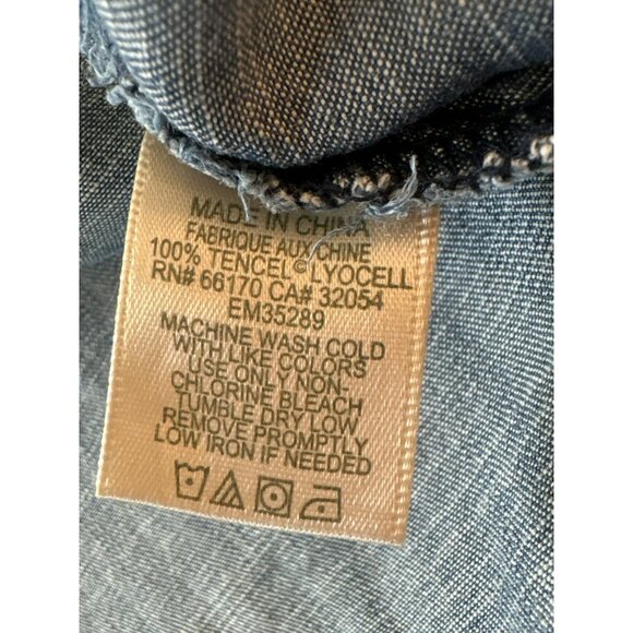 Cloth & Stone XS Blue Tencel Button-Down Denim Shirt Lightweight Pocket - Picture 4 of 4